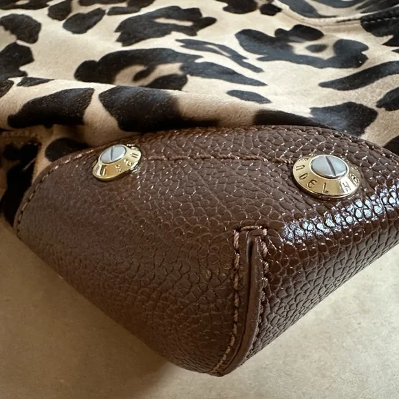 Henri Bendel Leopard Fold Over Clutch Tote Handbag RARE